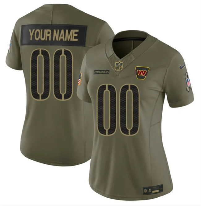 Women's Olive Washington Commanders Active Player Custom 2025 F.U.S.E. Salute to Service Limited Stitched Football Jersey(Run Small)